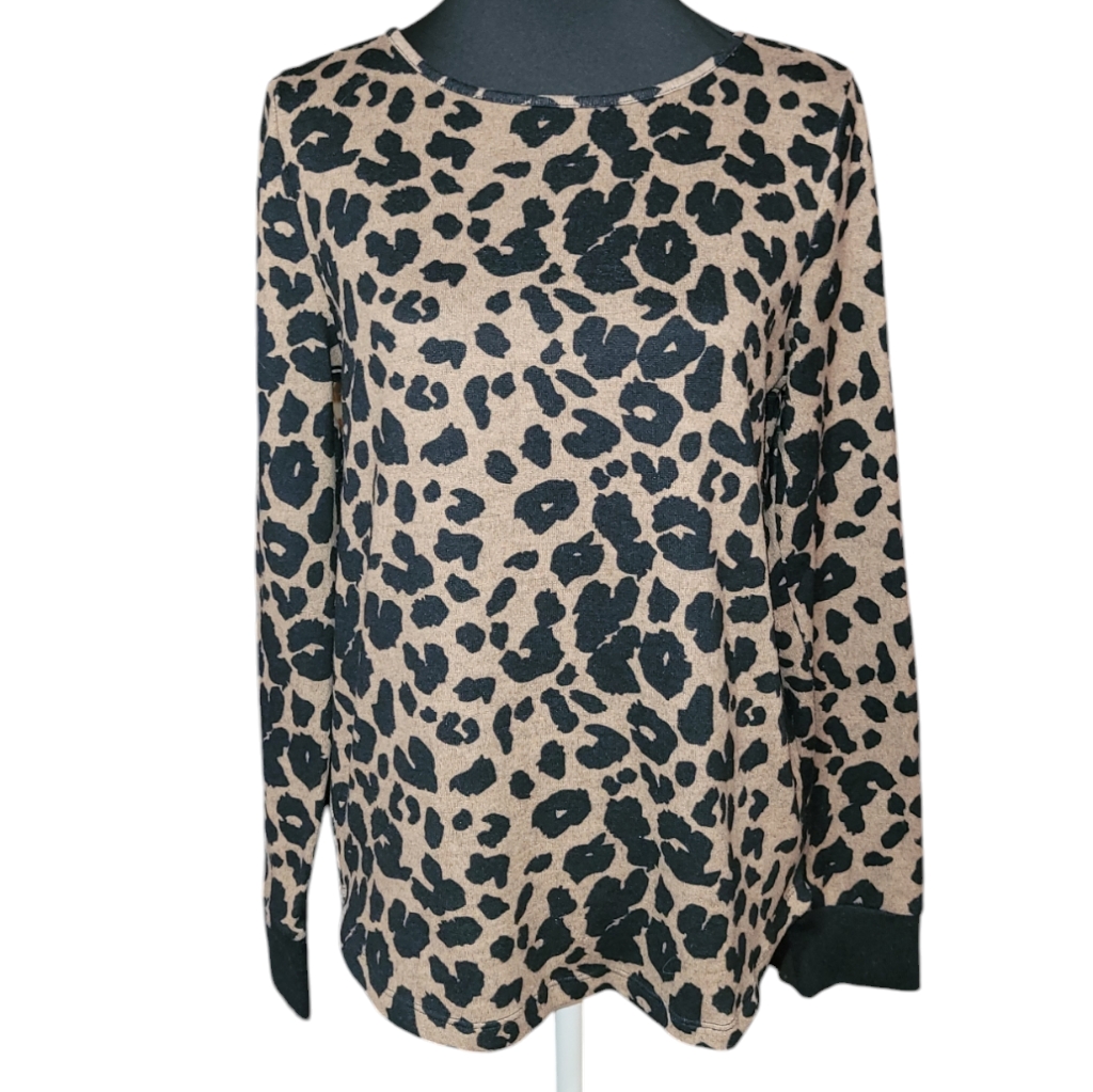 Pink Clover Animal Print Long Sleeve Sweater Tunic Size M